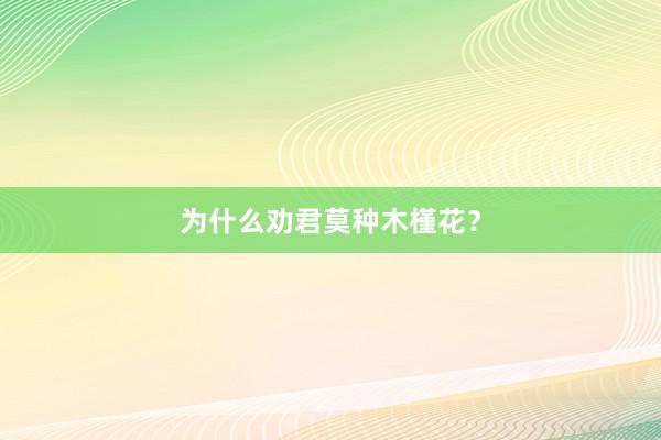 为什么劝君莫种木槿花？